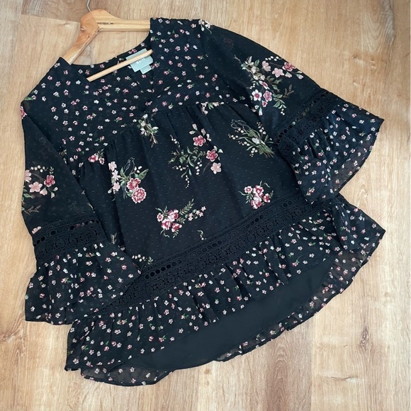 Maeve Anthropologie | Floral Swiss Dot Romantic Blouse - Picture 12 of 15